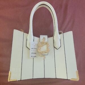 Aldo Chic White and Gold Satchel